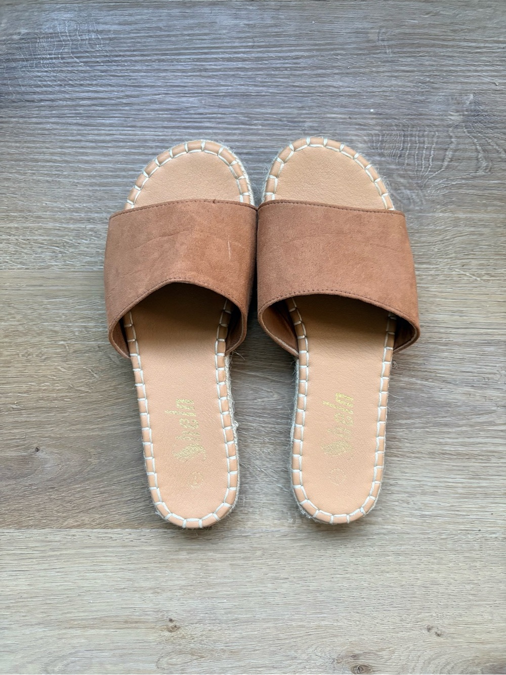SHEIN Brown Slide Sandals with Suede Upper
